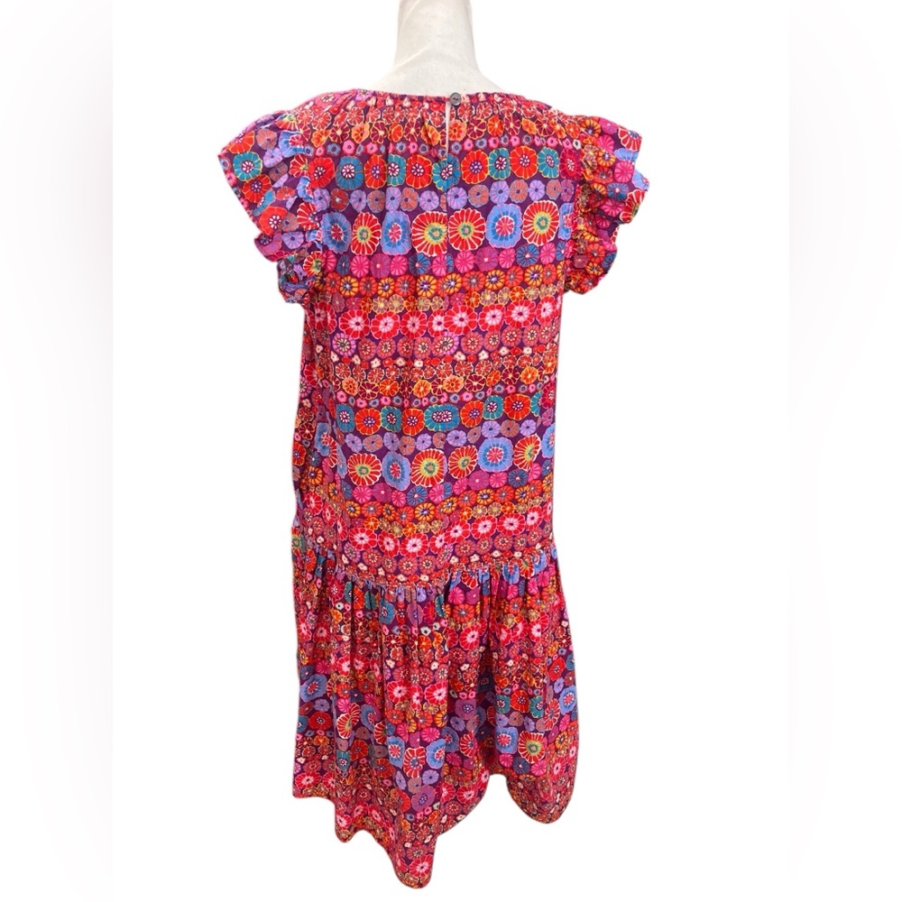 Pinch Boho Floral Midi Dress L Cotton Tiered Ruffle Sleeve Pockets - Picture 3 of 10